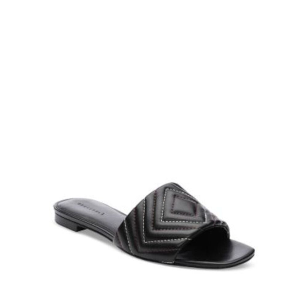 SANCTUARY Womens Black Contrast Culture Slip On Leather Slide Sandals Shoes 10 M